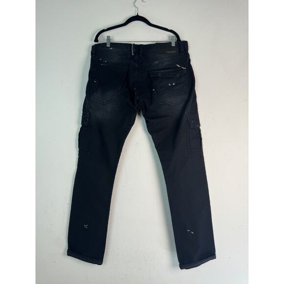 Cult Of Individuality Greaser Cargo Jeans Distressed Black Sz 36x34 Denim Men’s - Picture 2 of 16